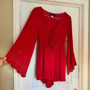 Francesca’s Blue Rain Eyelet romper (size M)